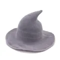 Light purple grey knitted pointed witch hat for Halloween wizard costume accessory - Light Gray