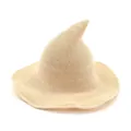 Foldable pointed knitted witch hat in beige for Halloween wizard costumes - Beige