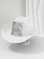 Detailed view of white western cowboy hat with large square silver pyramid studs decoration - M (56-58cm) / White