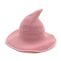 Handmade pink knitted pointed witch hat for women Halloween cosplay party accessories. - Dusty Pink