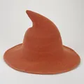 Foldable orange knitted witch hat with a curved pointed top for Halloween - Orange Red