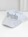 Dettaglio di visiera bianca con scritta Bride in strass e tesa di cristalli brillanti. - M（56-58cm） / Strass Colorato BRIDE