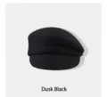 Elegant black wool newsboy cap for women in a minimalist French style for autumn and winter. - M (56-58cm) / Black
