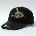 Black hip-hop baseball cap featuring embroidered middle finger with skull characters - M (56-58cm) / Finger Pattern