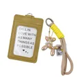 Khaki PU leather ID card holder set with iridescent balloon dog charm keychain lanyard - Olive Green