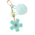 Macaron color silicone cat paw fidget keyboard button keychain with a soft mint pom pom - Mint Green