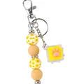 Creative silicone beaded keychain featuring sunflower patterns and a cute cat paw fidget toy - Yellow