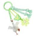 Cute mint green keychain featuring a cartoon goose, daisy flower, and butterfly charms - Green