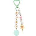 Cute silicone beaded MAMA heart keychain bag charm featuring pearls and floral details - Green