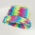 Vibrant multi-colored faux fur bucket hat for women providing winter warmth and style - M (56-58cm) / Blue