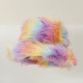 Vibrant rainbow colored fuzzy plush bucket hat for women, soft winter warm accessory - M (56-58cm) / Rainbow