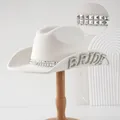 Cappello da cowboy da sposa bianco con scritta BRIDE in perle e strass - M(56-58cm) / Stile Paillettes a Rombi