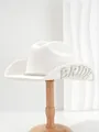 Cappello da cowboy bianco di lusso per sposa con scritta 'BRIDE' in perle e strass - M(56-58cm) / Stile Catena a Doppia Fila