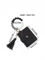 Silicone bead bracelet card holder with tassel dimensions and weight 62g - Black