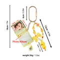 Mini yellow beaded photo album keychain with cute chicken charm and detailed dimensions - Yellow