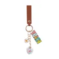 Teacher appreciation keychain with brown PU leather strap and Teach apple charms - Apple A+ (K-2822)