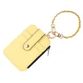 Tarjetero de cuero PU amarillo con elegante correa de cadena dorada para la muñeca - Amarillo