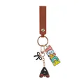 Teacher's Day keychain with PU leather strap, colorful TEACH charm and bow pendant - Letter A (K-2822)