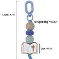 Blauer Silikonperlen-Schlüsselanhänger mit Bibel- und Kreuzanhänger, 12cm - Karabiner-Stil / Saphirblau