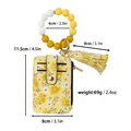 Gelbe florale Leder-Kartentasche mit passendem Silikonperlen-Armband und Quaste. - Gelb