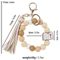 Eleganter Silikonperlen Armband Schlüsselanhänger mit Lederquaste und Bibelanhänger - Perlenketten-Stil / Creme