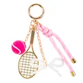 Charmante tennisracket en bal sleutelhanger met roze touw en een parel strikje - Mini Tennisracket Stijl (Roze) / Roze