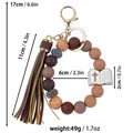 Silikonperlen-Armband Schlüsselanhänger mit Lederquaste und Kreuz-Buch-Anhänger, 49g - Perlenketten-Stil / Braun