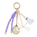 Creatieve paarse touw badminton sleutelhanger met gouden racket en shuttle bedeltje - Mini Badmintonracket Stijl (Paars) / Paars