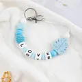 Handgemaakte siliconen kralen sleutelhanger met blauw blad en LOVE-letters voor tas - Hemelsblauw