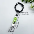 Silicone beaded lanyard with cute green frog bead and metal key ring attachment - Frog