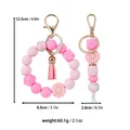 Pink daisy silicone beaded keychain and wristlet wrist strap set with weight and size - Wristband / Pink