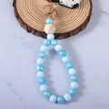 Cordino per telefono in perline di silicone blu e bianco con chiusura oro raffinato - Blu