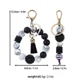 Black and white marble silicone bead daisy keychain wristlet with weight specs - Wristband / Black