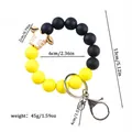 Rugby jersey beaded silicone keychain bracelet in yellow and black with dimensions - Yellow