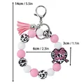 Pulsera llavero de cuentas de silicona rosa con dije de corazón MAMA, 14 cm - Estilo Pulsera