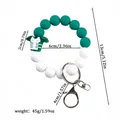 Durable silicone beaded keychain bracelet featuring green and white football jersey - Green