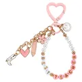 Pink and white acrylic beaded keychain with Best Teacher lettering and cute charms - Teacher Theme (Pink) / Pink