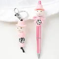 Adorable pink cartoon character beaded pen and matching keychain variant set gift - Pen And Keychain Set / Pink