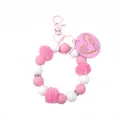 Armband-Schlüsselanhänger aus Silikonperlen mit rosa Bommeln und Mama-Anhänger - Rosa