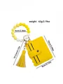 Vibrant yellow silicone bead bracelet keychain with matching PU leather card holder and tassel - Gold