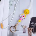 Cordón de silicona de colores para profesores con dijes de sol y arcoíris y broche oro - Arcoíris