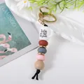 Handmade silicone bead keychain featuring a 'Teach LOVE Inspire' coffee cup charm - White Cup