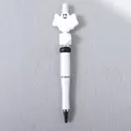 Halloween ghost silicone beaded ballpoint pen with white body and cute ghost topper - White Ghost Beaded Pen (K-1464)