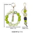 Green daisy silicone bead keychain bracelet set with dimensions and weight details - Wristband / Green