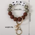 Porte-clés bracelet en perles de silicone avec motif léopard et perles lettres MAMA - Brun Rouge