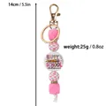 Handmade colorful silicone beaded keychain featuring Happy Last Day of School theme pendant - Pink