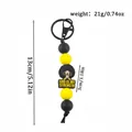 Silicone beaded keychain with Afro-American praying charm and God Is My Strength text - Key Ring Style / 1 Piece