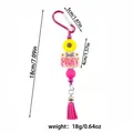 Pink tassel keychain with daisy charm and Just PRAY square bead for women's bags - Rose Red Buckle