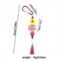 Floral silicone bead keychain with Just Pray charm and pink tassel - Purple Buckle