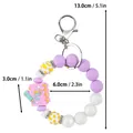 Cute silicone beaded wristlet keychain with purple and white beads and ABC charm - Wristband Style / Purple